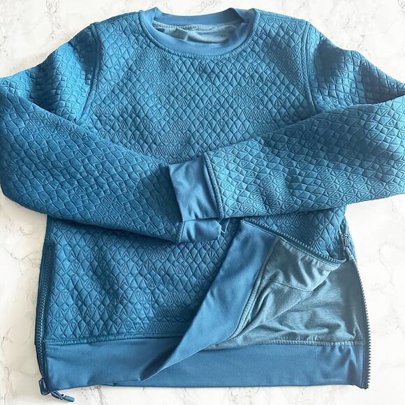 Ivivva/Lululemon Quilted Reversible Pullover Sweatshirt Teal Blue Side Zip - Picture 1 of 10